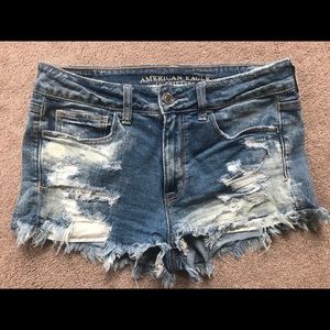AEO High-Rise Shortie Ripped Jean Shorts